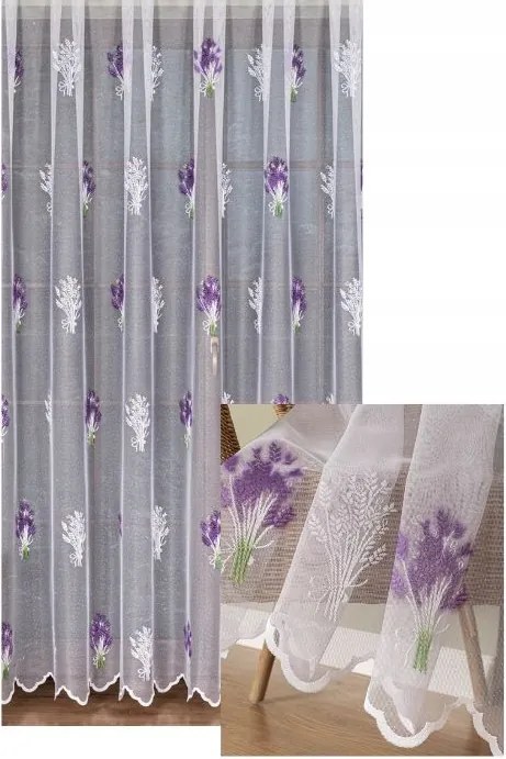 Függöny Jacquard Virág Lila Rózsa Fehér Méretek Béka Szalaggal Sz. 230x180