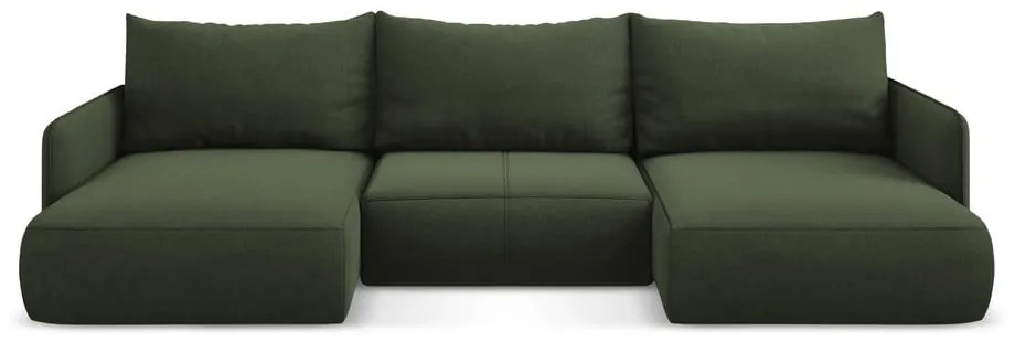 Zöld kinyitható-tárolóhelyes sarokkanapé Nanea – Makamii