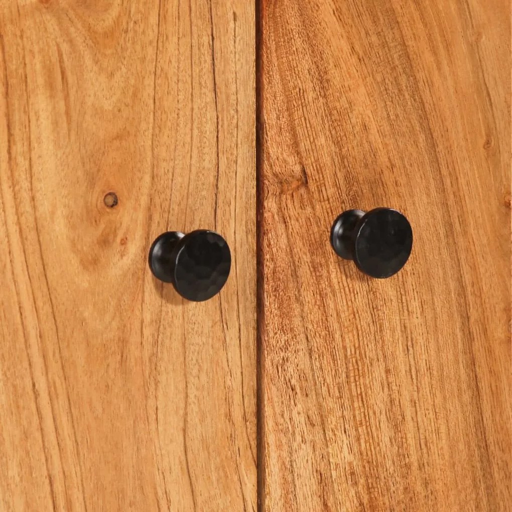 tömör akácfa és vas magasszekrény fiókkal 60x33x100 cm