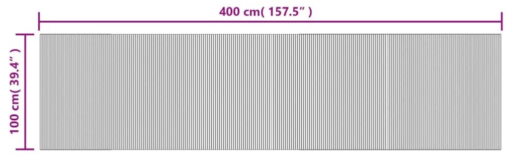 négyszögletű sötétbarna bambusz szőnyeg 100 x 400 cm
