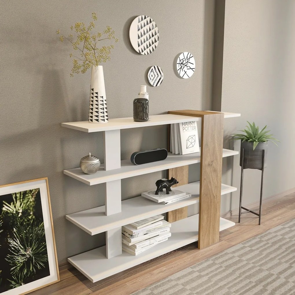 Nur White and Walnut könyvespolc