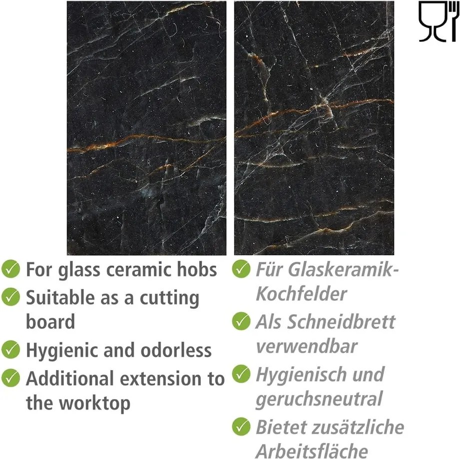 Edzett üveg tűzhely fedőlap szett 2 db-os 52x30 cm Marble – Allstar