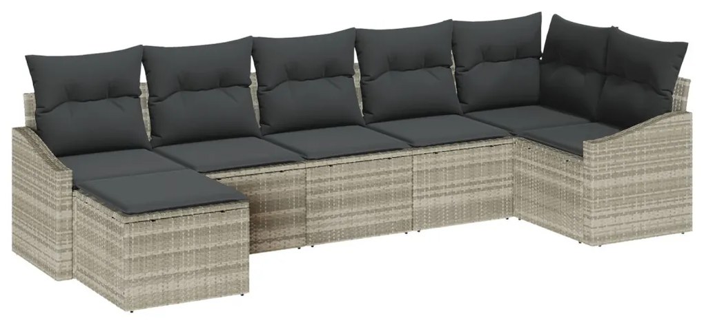 Kanapé Szett párnával 7 pcs Világosszürke polirattan