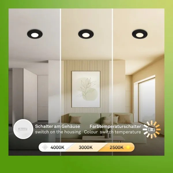 Briloner 7588035 -SZETT 3xLED Fürdőszobai beépíthető mennyezeti lámpa KLIRA 3xLED/4,9W/230V IP44 fekete