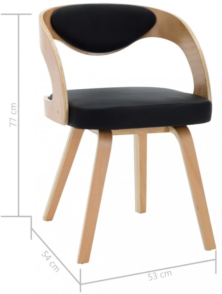 vidaXL 4 db fekete hajlított fa és műbőr étkezőszék