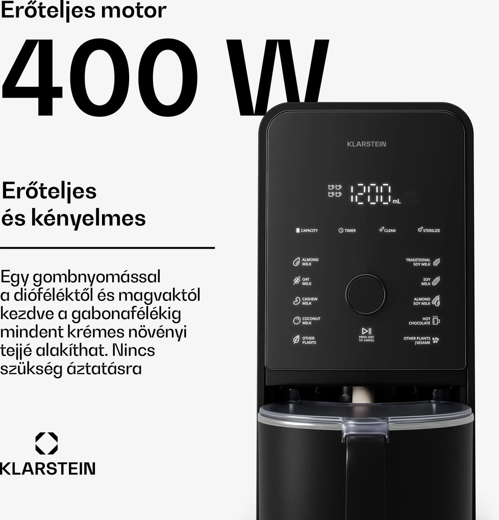 Klarstein Marcia Touch diótej készítő 1,2 liter 6 rozsdamentes acél kés 1200 W 10 + 2 program