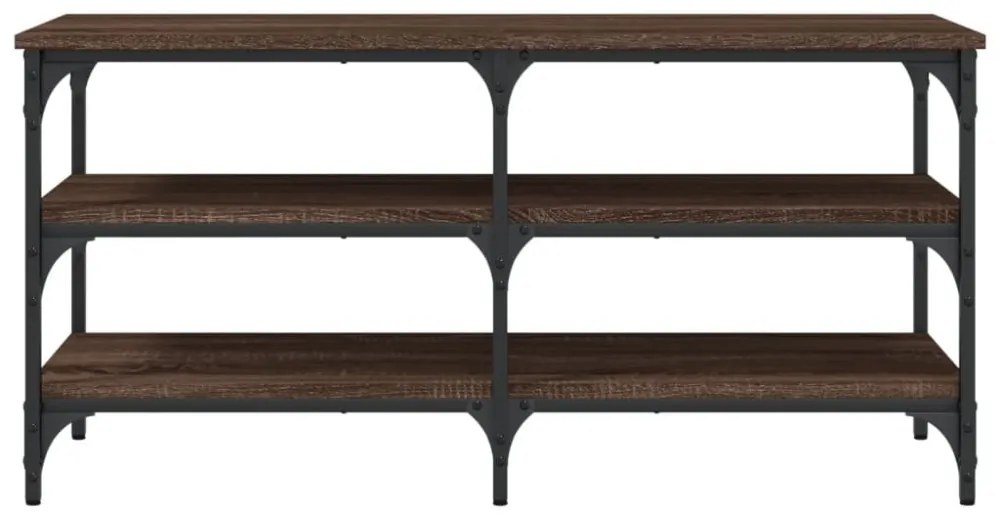 barna tölgy színű szerelt fa cipőtároló pad 100 x 38,5 x 49 cm