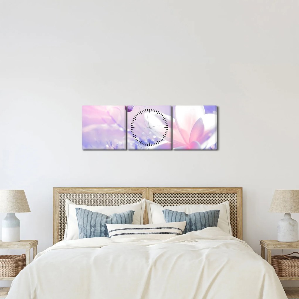 Kép - Pillangó érkezése a virágra (órával) (90x30 cm)