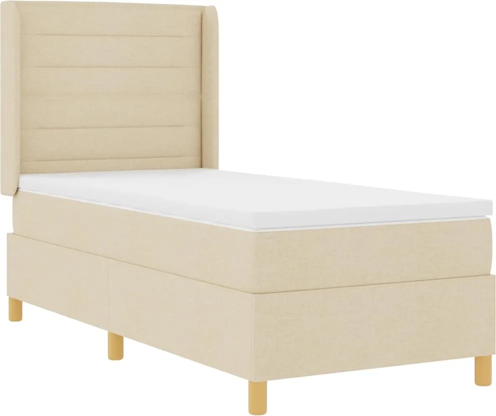vidaXL Boxrugós ágy matracmal fejtámlával Krém 80 x 200 cm szövet