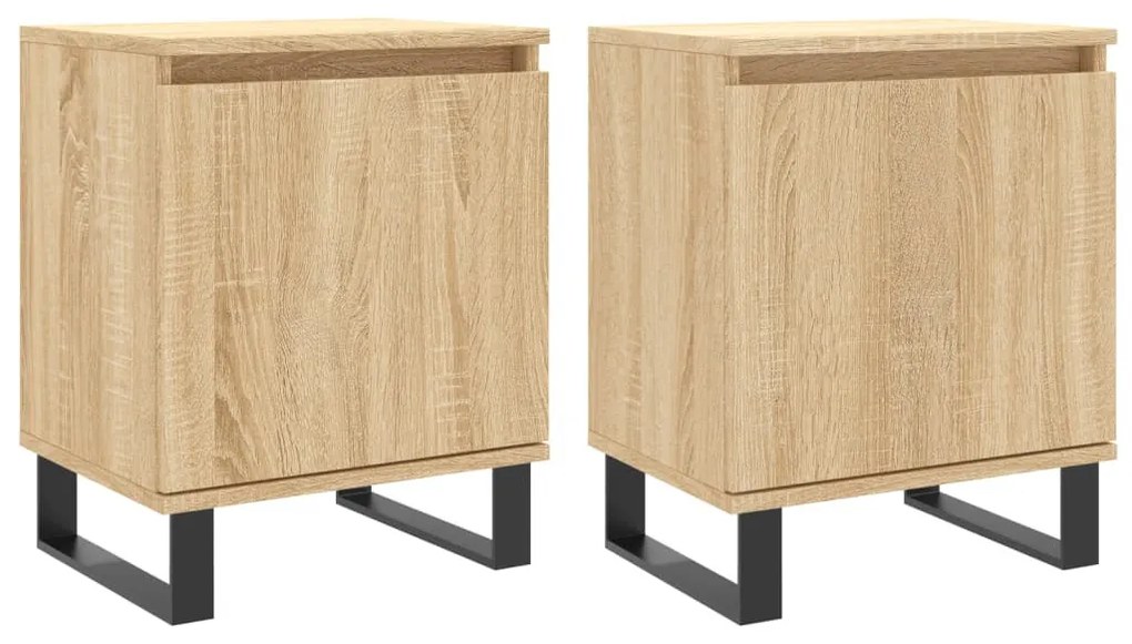 2 db sonoma tölgy színű szerelt fa éjjeliszekrény 40x30x50 cm