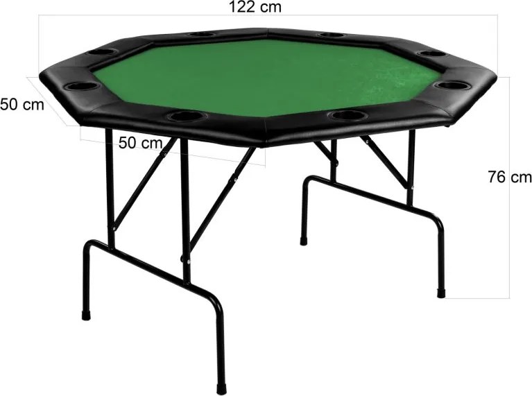 GamesPlanet® Pókerasztal 8 személyes 122 x 122 cm zöld