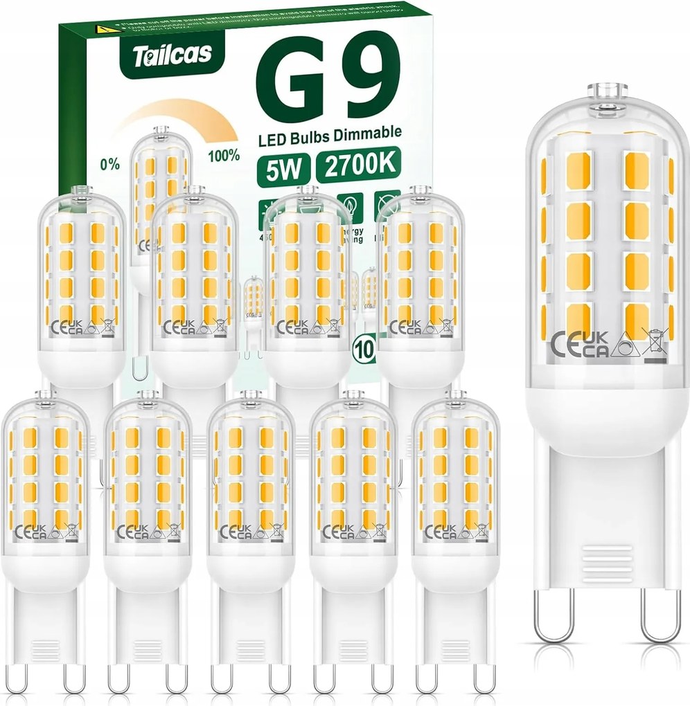 12x Izzó G9 Led 5W Tailcas 500lm Hideg Fehér Halogén Lámpákhoz