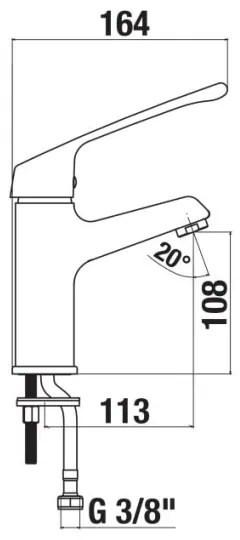 JIKA H3111W10045101 - CUBE orvosi karos mosdó csaptelep, 16,4 cm, króm