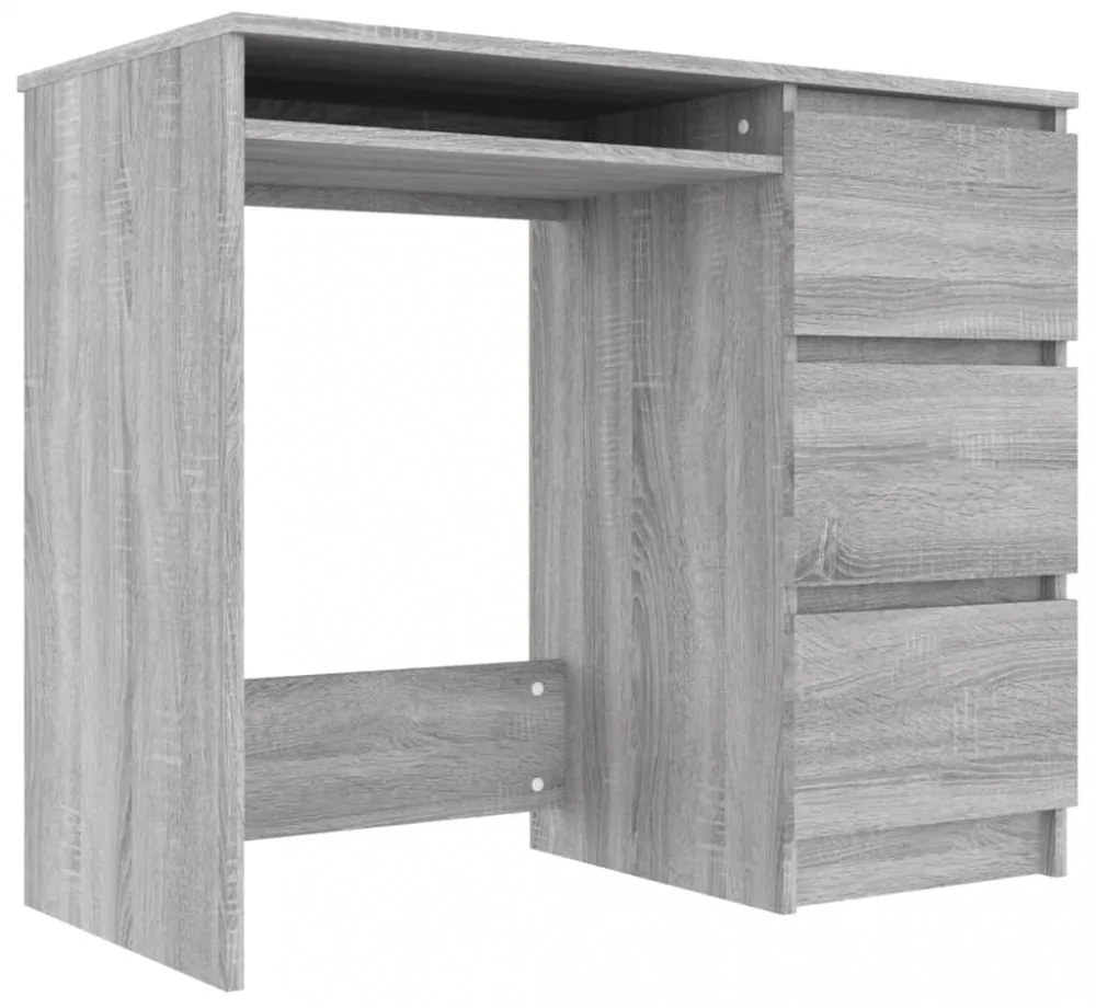 szürke sonoma színű szerelt fa íróasztal 90x45x76 cm