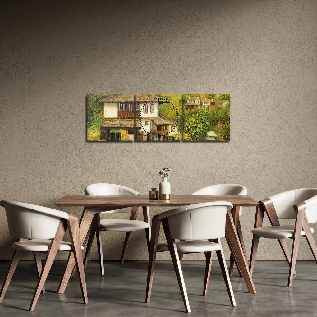 Kép - Házak nyáron (órával) (90x30 cm)