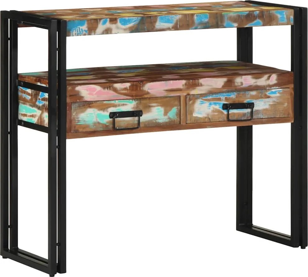 vidaXL Konzolasztal 90 x 33 x 75 cm Szilárd Újrahasznosított Fa