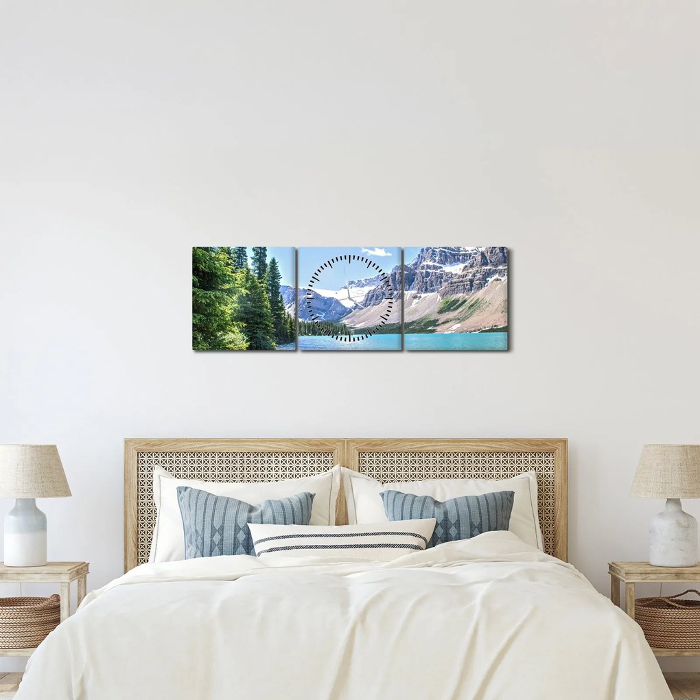 Egy alpesi tó képe (órával) (90x30 cm)