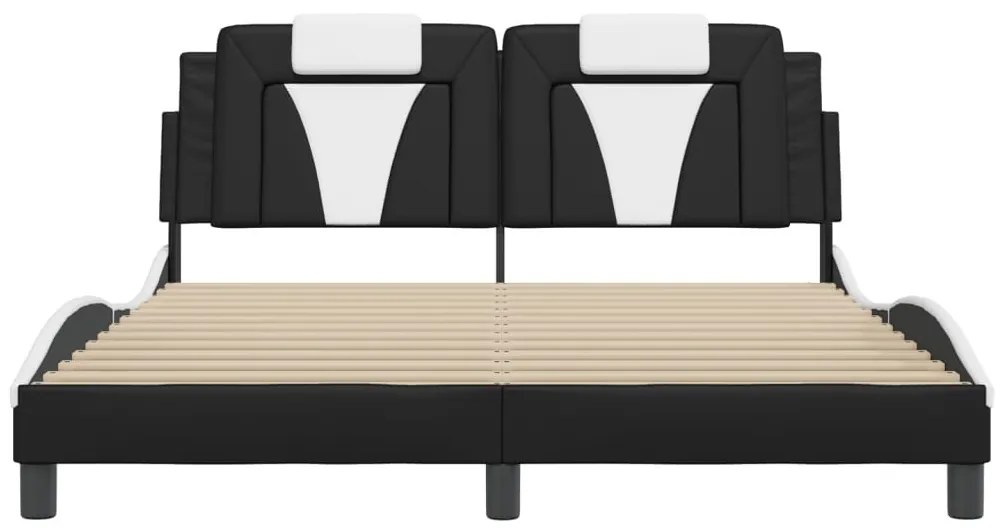 fekete és fehér ágykeret Viana LED-ekkel matrac nélkül 160 x 200 cm