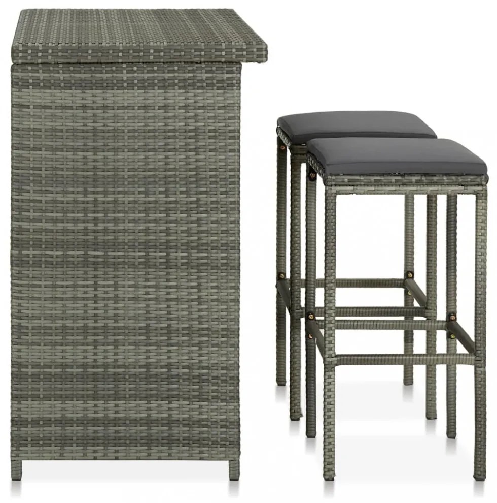 3 részes szürke polyrattan bárszett