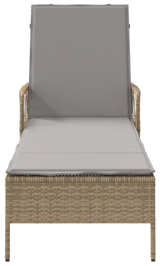 Napozóágy Bézs és világosszürke PE rattan 157 x 55 x 92 cm