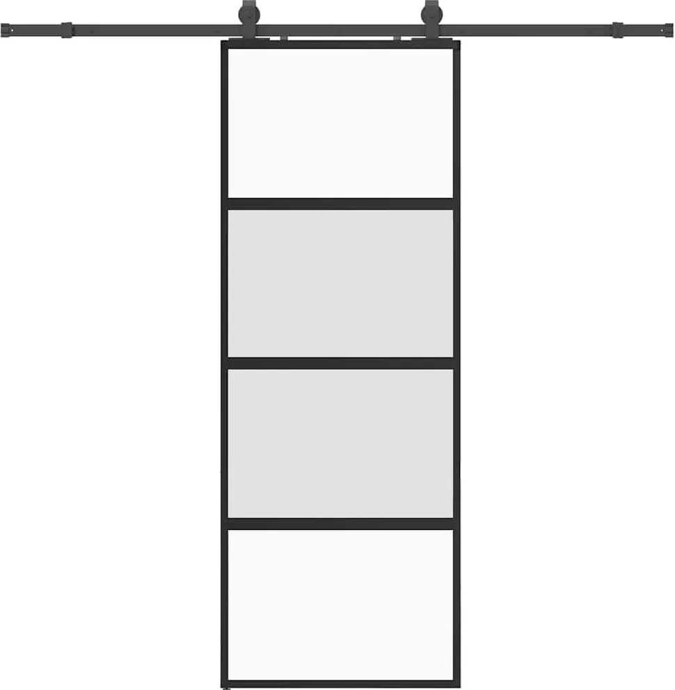vidaXL fekete edzett üveg tolóajtó fémszerelék szettel 76x205 cm