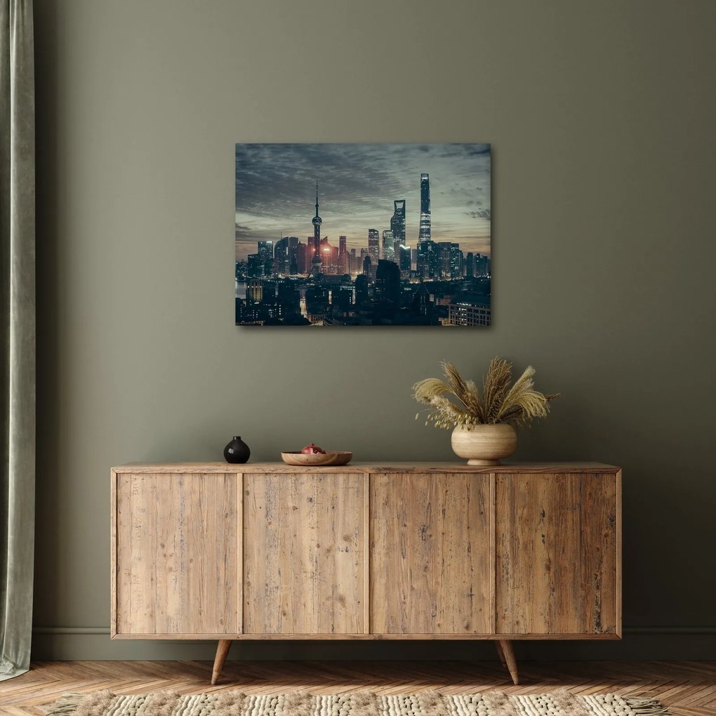 Város képe alkonyatkor (70x50 cm)