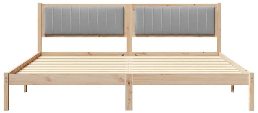 Ágykeret fejtámlával Világosszürke 200 x 200 cm Tömör fenyőfa