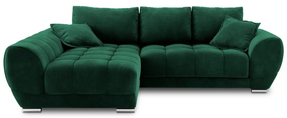 Nuage palackzöld kinyitható sarokkanapé bársony kárpittal, bal oldali - Windsor &amp; Co Sofas