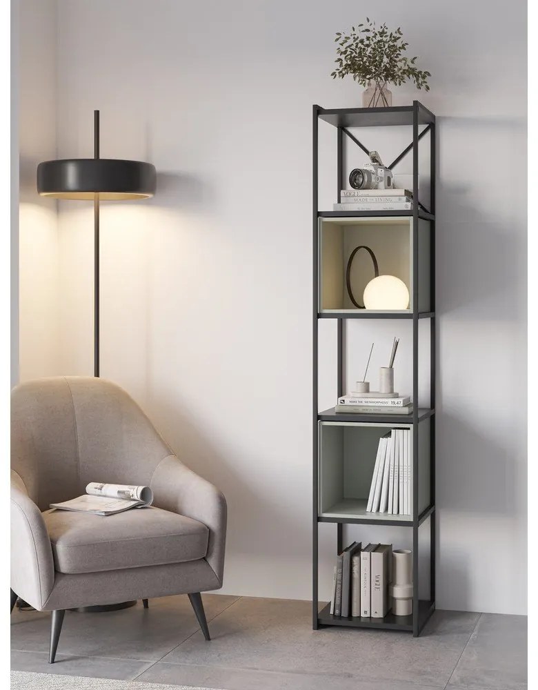 Zöld-fekete könyvespolc 36x179 cm Anya – Marckeric