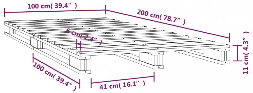tömör fenyőfa raklapágy 100 x 200 cm