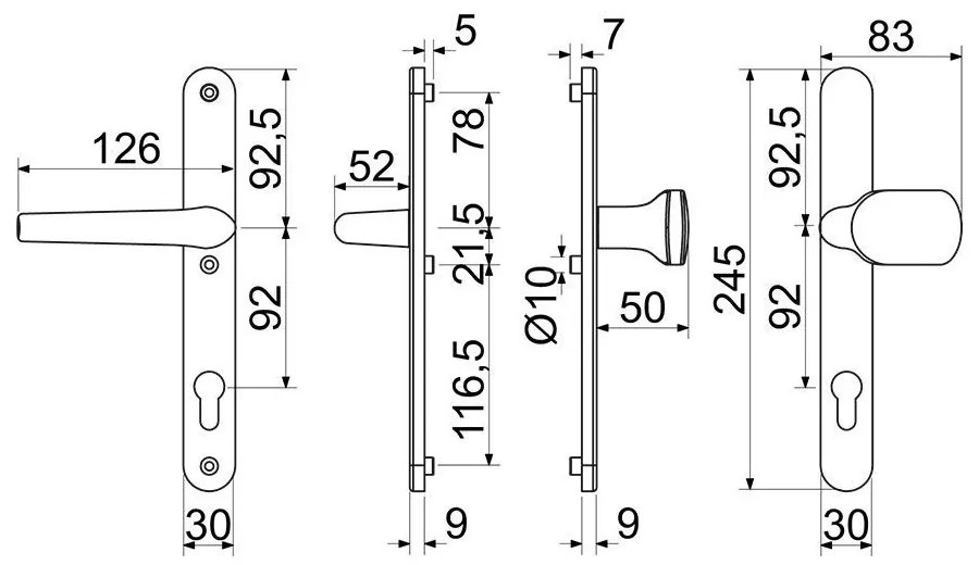 Alumínium szerelvények RHD.005.92, rozsdamentes acél