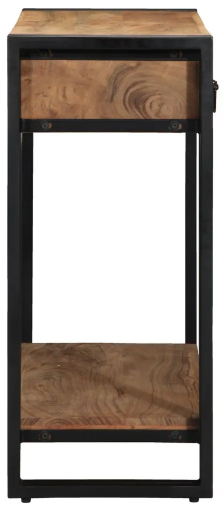 Kisasztal Fekete 90x33x75 cm Tömör akácfa és fém