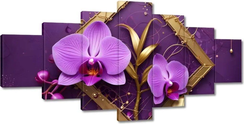 Festmények 210x100 Lila orchideák és arany