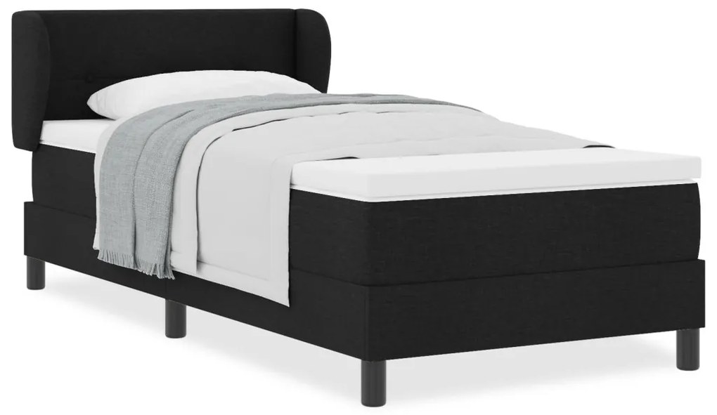 Boxspring Ágy Matrac nélkül Fekete 100x200 cm Szövet