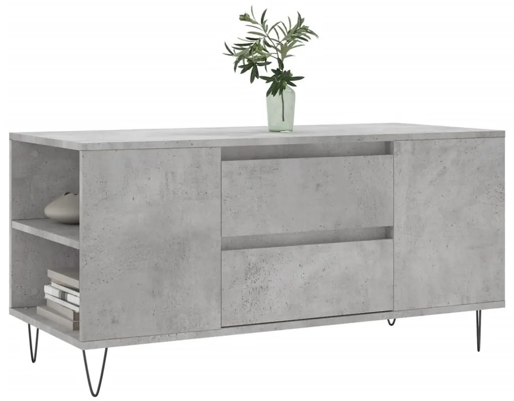 Betonszürke szerelt fa dohányzóasztal 102x44,5x50 cm
