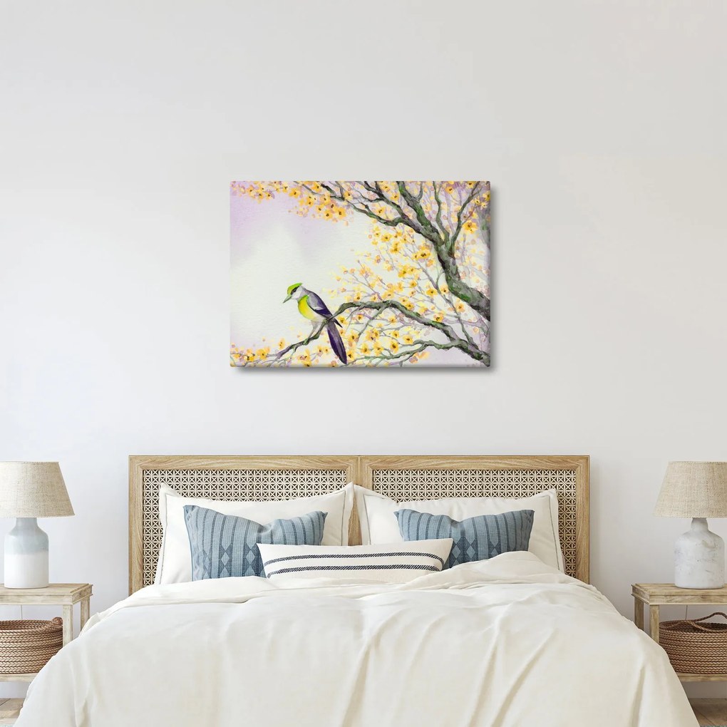 Kép - Akvarell madár a fán (70x50 cm)