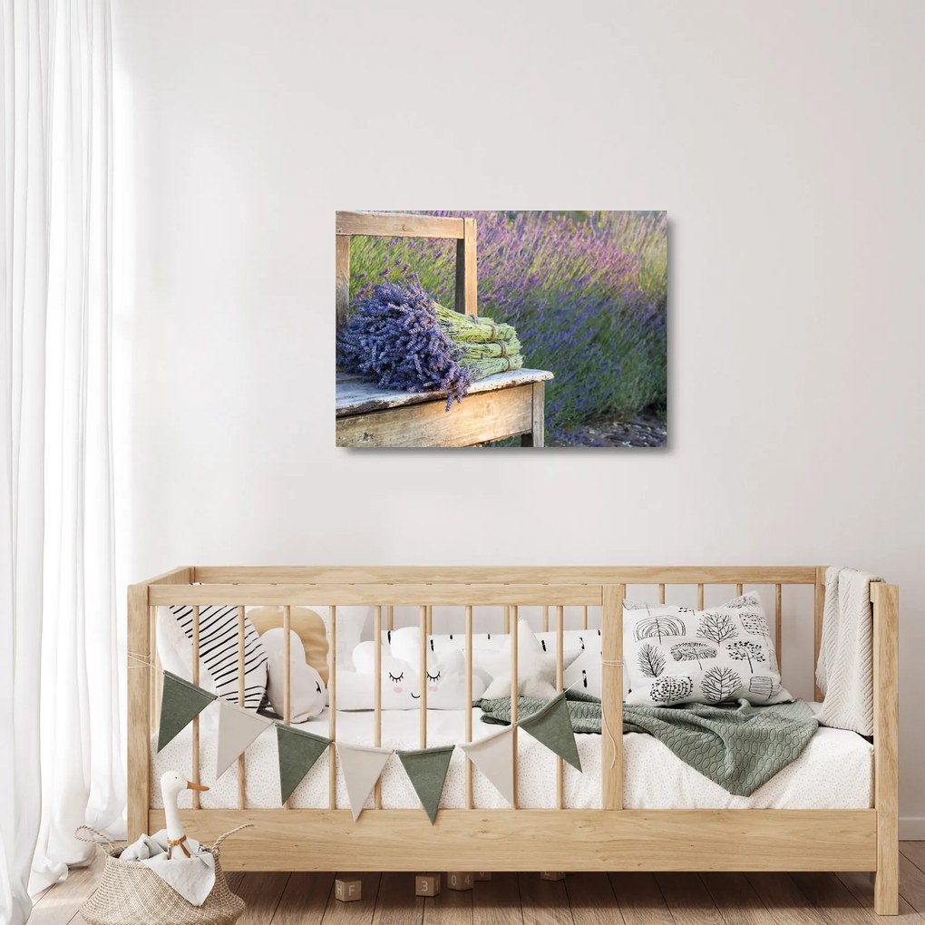 Üveg kép - Levendula csokrok (70x50 cm)