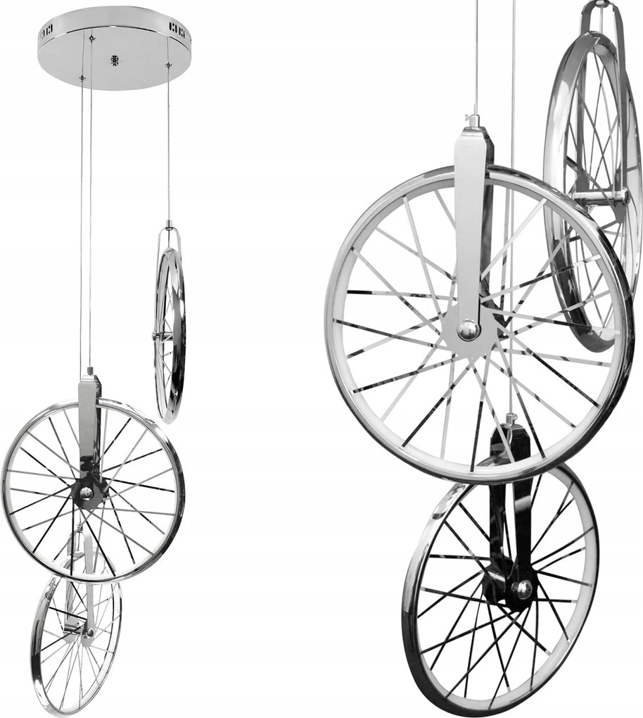 Mennyezeti Lámpa Led Függő Kerékpár Kerék Csillár 6x E14 Fekete