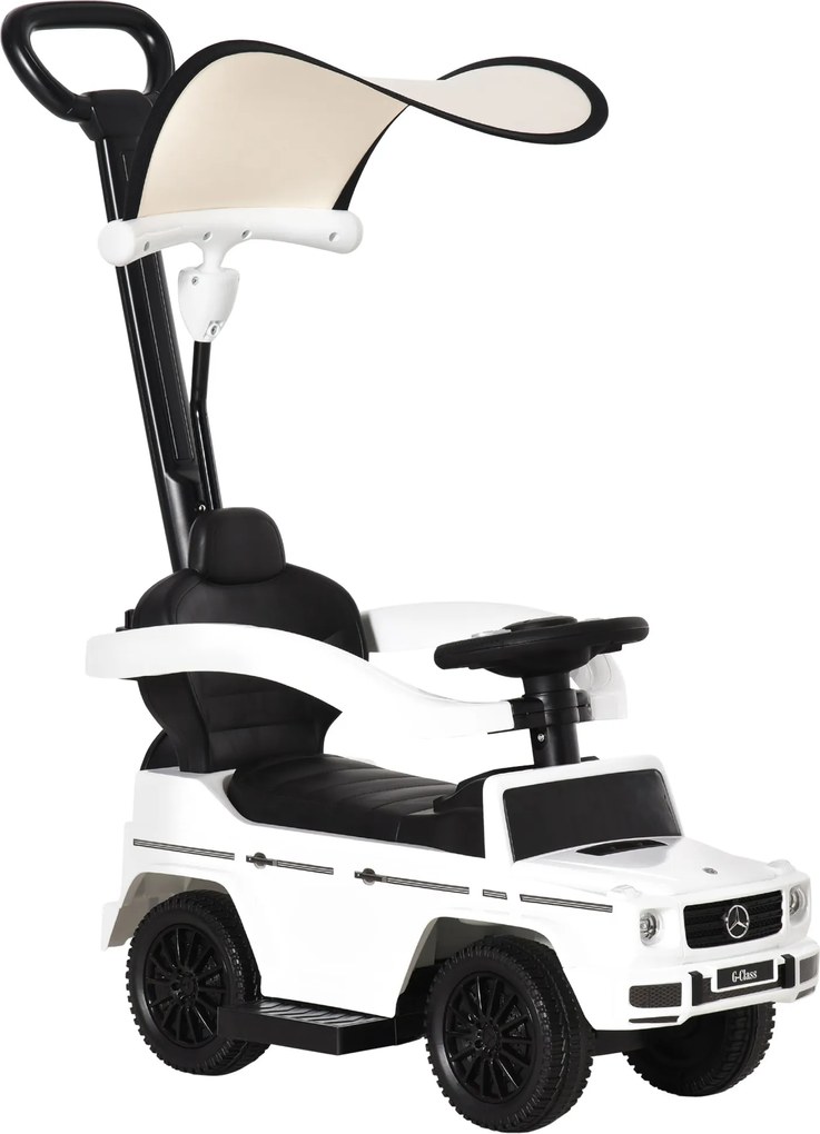 HOMCOM Gyerek Ride-On Játékautó Mercedes G350 Licencével 1-3 Éveseknek, Hanggal, Leválasztható Napernyővel és Védőkorláttal, Teherbírás 25 kg, 85.5x40