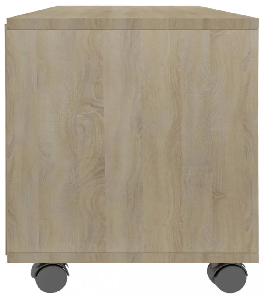 sonoma színű szerelt fa TV-szekrény görgőkkel 90 x 35 x 35 cm