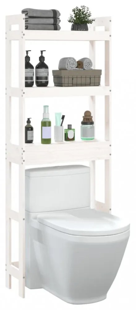 fehér fenyőfa fürdőszoba állvány 63x26x171 cm