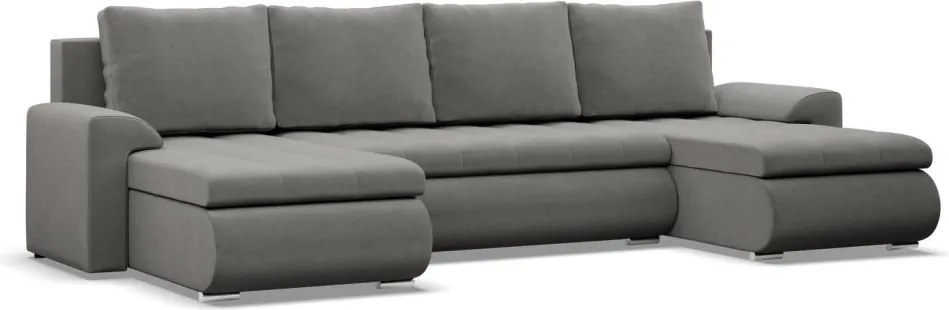 Tokio U alakú sarokkanapé, 3 ágyneműtartóval, bársony, univerzális oldal, világosszürke