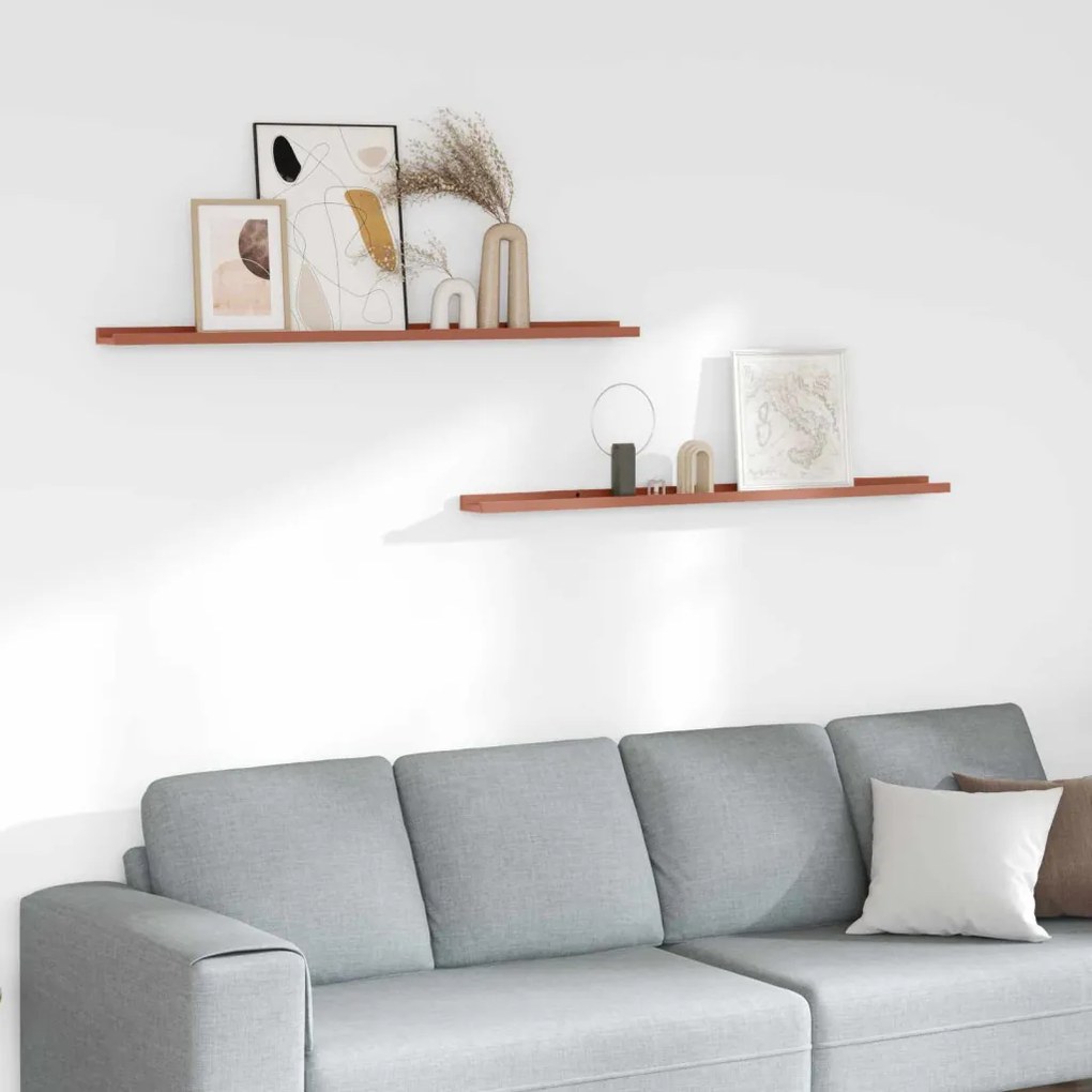 vidaXL Falpolc polcokkal tárolóval 2 pcs Piros 115 x 9 x 3 cm Faanyag