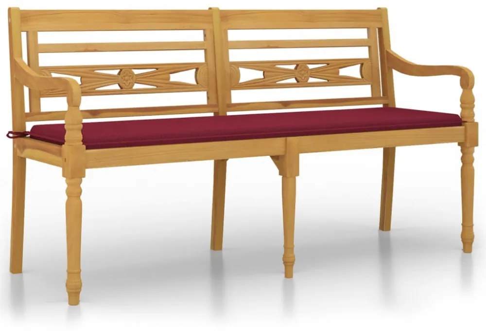 tömör tíkfa Batavia pad bordó párnával 150 cm