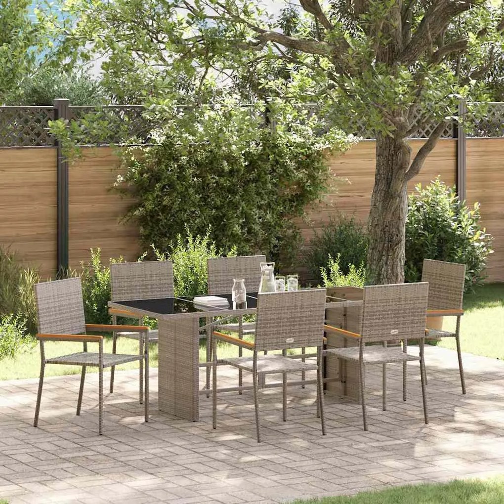Kert étkező szett 7 pcs Szürke 190 x 80 x 75 cm polirattan