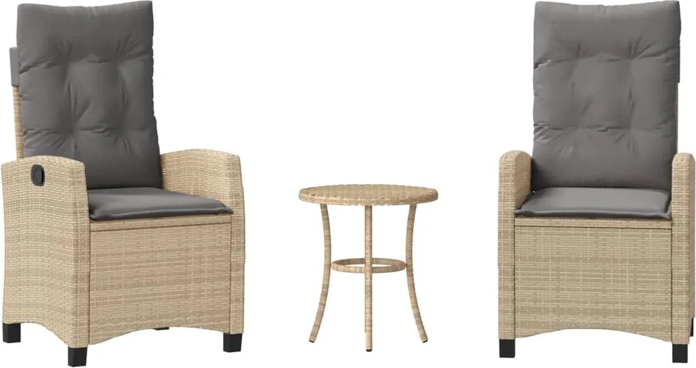 vidaXL 3 részes vegyes bézs polyrattan bisztrógarnitúra párnákkal