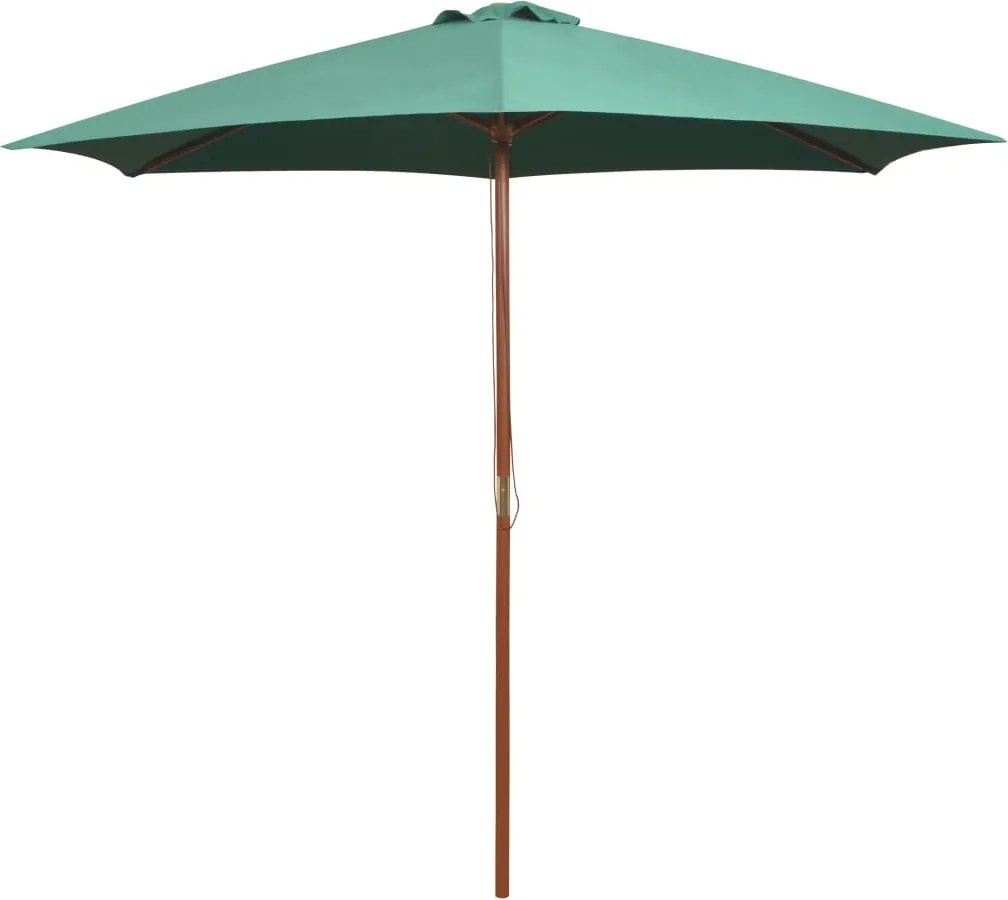 vidaXL zöld napernyő fa rúddal 270 x 270 cm
