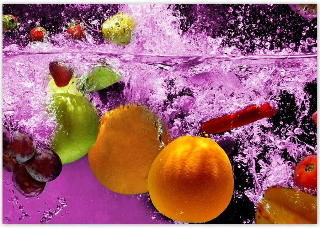 Poszterek 100x70 Gyümölcsök esnek a vízbe