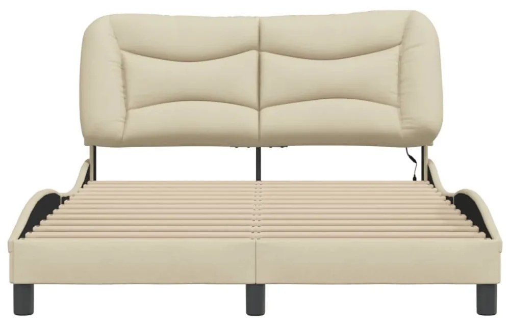 krémszínű szövet ágykeret LED-ekkel matrac nélkül Hvar 140 x 200 cm