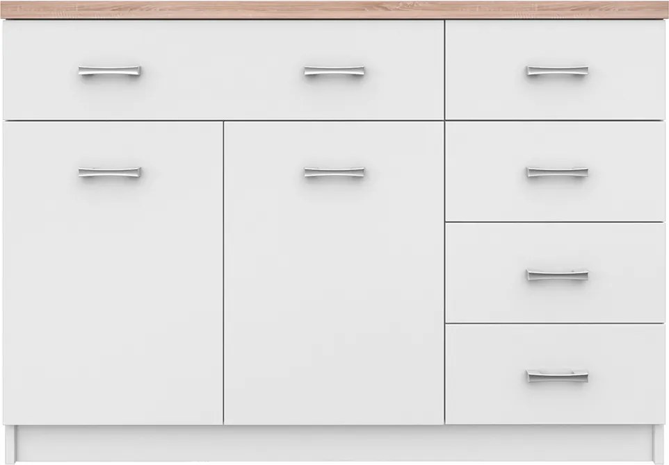 Komód 2d5s, fehér/tölgy sonoma, TOPTY 08